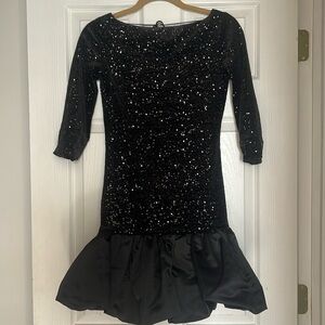 NWT! Zara Black Sequin Drop Waist Dress